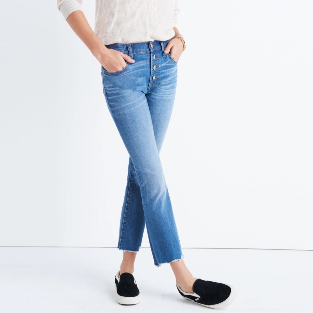 Madewell Cali Demi-Boot Jeans: Chewed-Hem Edition Fenton Wash